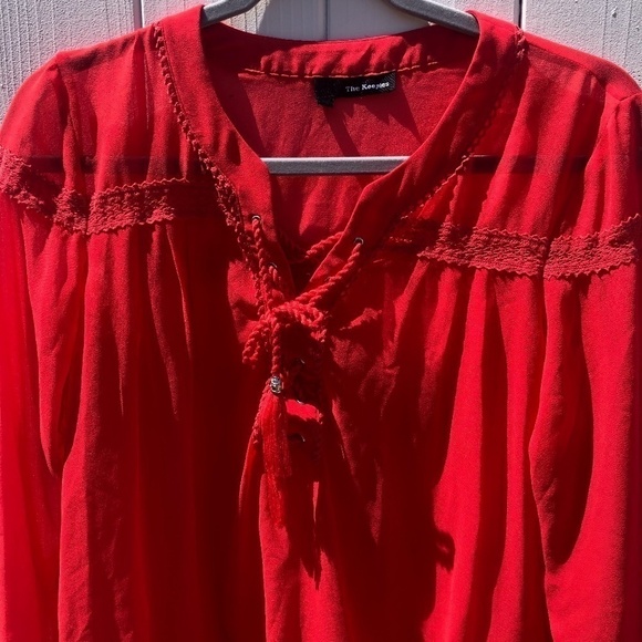 The Kooples Boho Tie Silk Top - Picture 2 of 10